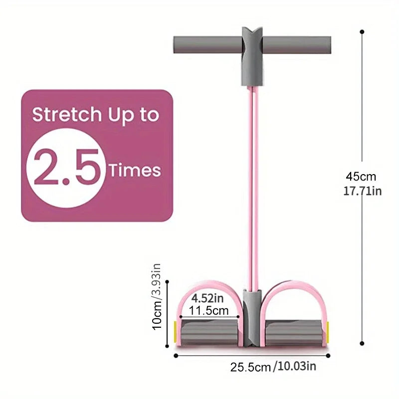 Pink 6-Tube Foot Pedal Resistance Band Space-Saving Figure Sculpting Tool Portable Home Fitness for Ab Core Back Shaping