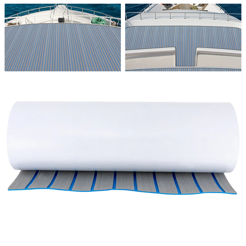 240*60cm/240*90cm EVA Foam Non-Slip Boat Deck Mat 6mm Thick Waterproof Marine Yacht Faux Teak Decking Sheet Flooring Carpet Pad