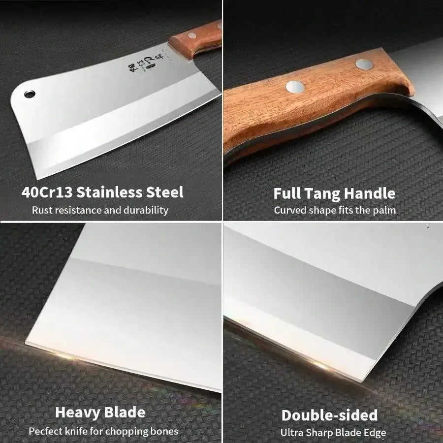 Heavy-Duty Butcher's Bone Cutting Knife-Thick Blade for Effortless Chopping, Large Bones-Professional-Grade Quality for Home Use