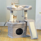 Small Cat Tree for Indoor Cat Tower with Sisal Scratching Post and Pad Wide Top Perch Large Cat Condo Cat Scratchers Cat Toys