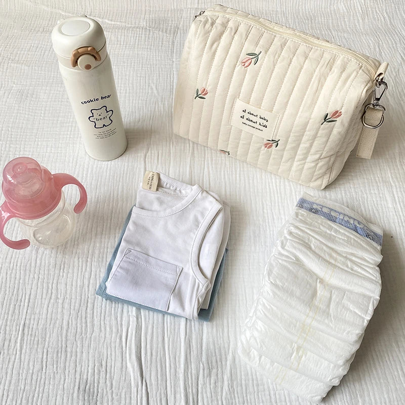 Mommy Bag Print Embroidery Mommy Bag Zipper Newborn Baby Diaper Bag Nappy Pouch Travel Stroller Storage Bags