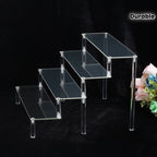 3-Tier Clear Acrylic Display Stand Jewelry Makeup Cupcake Organizer Transparent Shelf Sturdy Base Space-Saving Storage