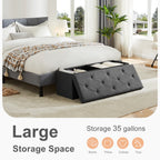 JHK Folding Storage Ottoman Bench Living Room Hidden Storage Footstool Toy Box Bedroom Strong Load-bearing Capacity Stool