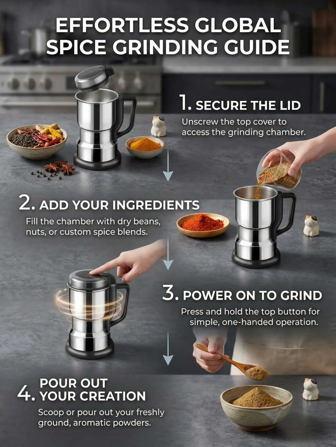 Multi-functional Electric Grinder, High-Power Food-grade Coffee & Grain Grinder,Coffee Lovers & Baby Complementary Food