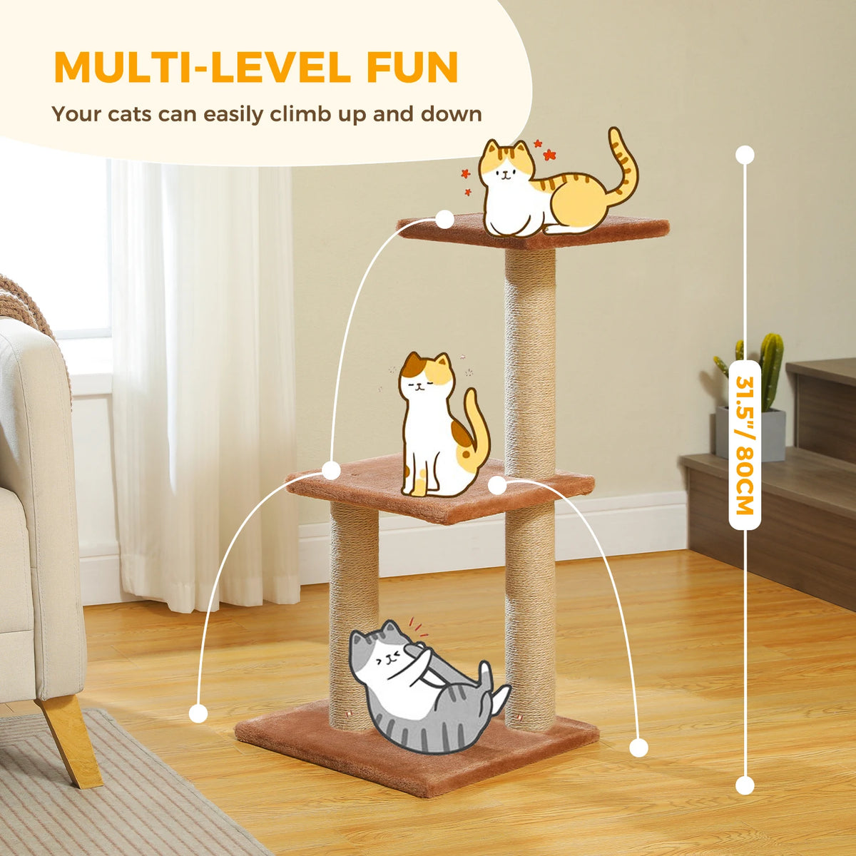 Cat Tree Cat Tower for Indoor Cats 2 Styles Cat Activity Tree with Cat Scratching Posts Big Hammock and Removable Top Perch Grey