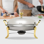 Round Gold Chafing Dish for Buffet 2.64QT Stainless Steel Food Warmer w/ Lid & Handle, Buffet Warmer Chafers  for Parties, Weddings, Catering
