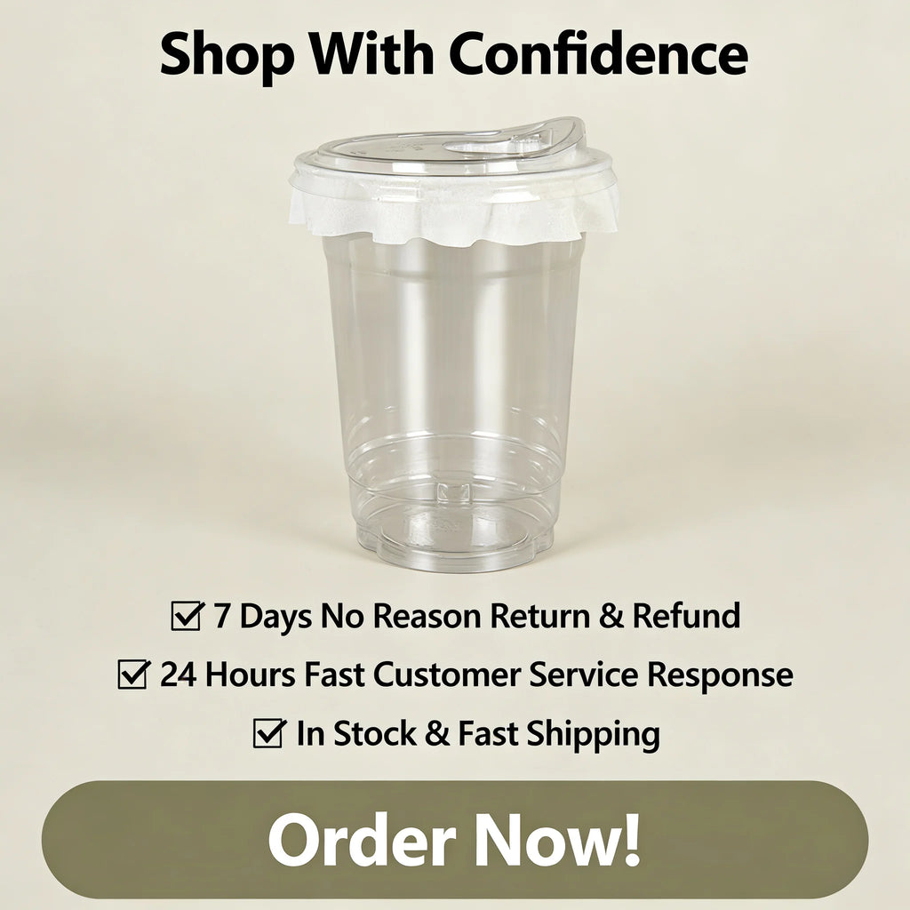 20 PCS PET Cold Drink Cups with Lids Leak-Proof Disposable Clear Plastic Cups for Iced Coffee Bubble Tea Smoothie