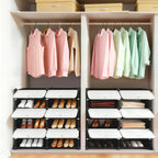 JHK 6-Tier Plastic Stackable Shoe Storage Cabinet with Door Multilayer Shoe Shelves Organize for Space Saving Cabinet Home