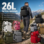 26L Tactical Backpack Men Women MOLLE Outdoor Survival Fitness Hiking Rucksack With Dual Double Cup Holders Camping Travel Daily Use Backpack