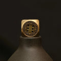 Vintage Brass Metal D6 Dice 17.5mm, Engraved Pattern Solid Copper 6 Sided Dice for Tabletop Game, Bar Entertainment & Collection