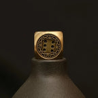 Vintage Brass Metal D6 Dice 17.5mm, Engraved Pattern Solid Copper 6 Sided Dice for Tabletop Game, Bar Entertainment & Collection