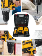 24-Piece Set Dual-Speed Dual-Battery Charger Lithium Drill Kit with LED Light And Carry Case - Electric Screwdriver with Tool Bo