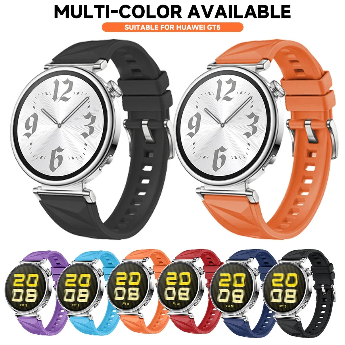 18mm Women Strap for Huawei Watch GT6/5 41mm Sport Silicone Replacement Band for Huawei Watch GT4 41mm Breathable 18mm Wristband
