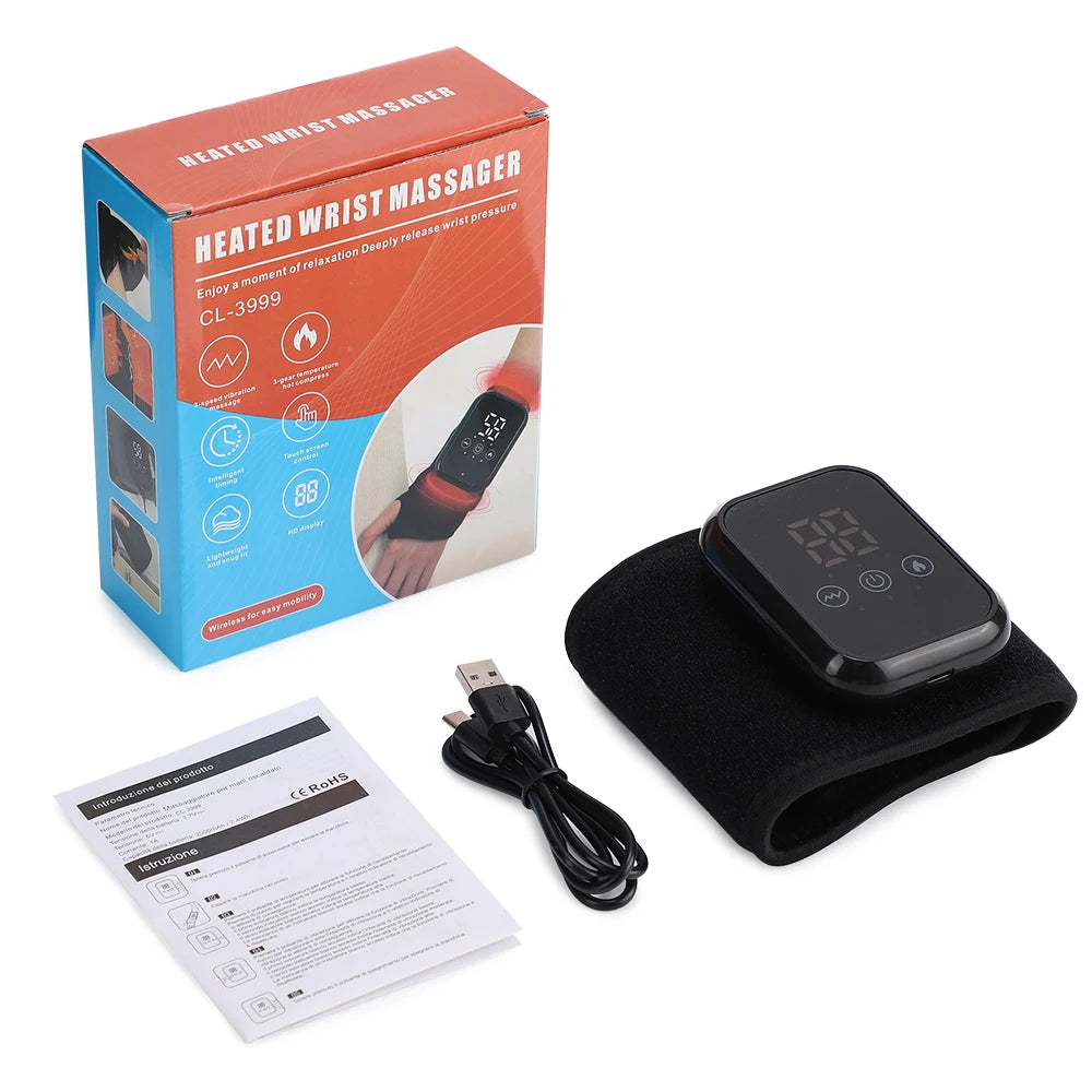 Electric Heating Hand Wrist Massager Wireless Thermal Wrist Brace Protector 3 Hot Compress 3 Vibration Wristband Muscle Relax