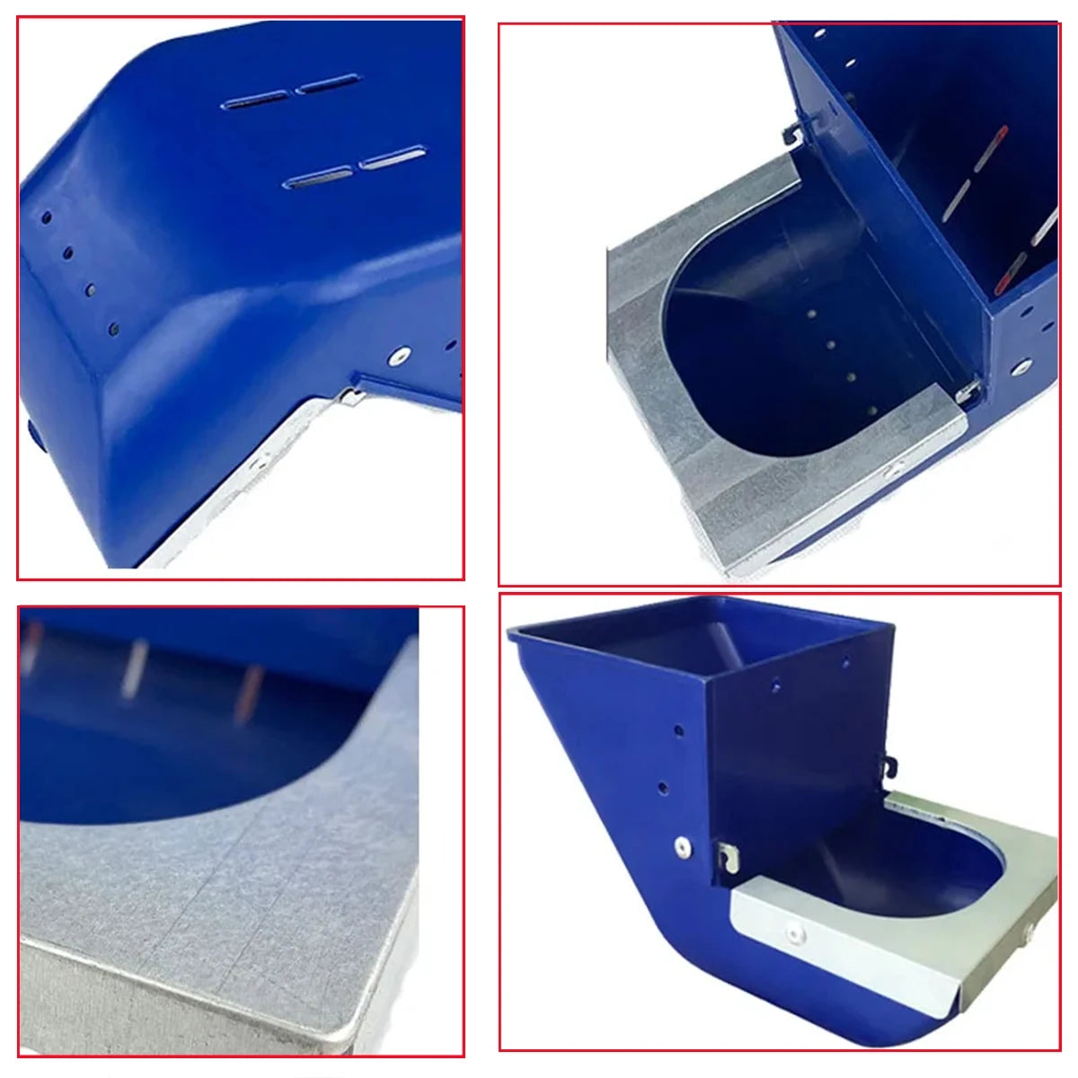 Blue Rabbit Feed Box Hopper Rabbit Cage Hanging Feed Trough Hamster Bunny Guinea Pig Eating Drinking Bowl Livestock Supplies 1Pc