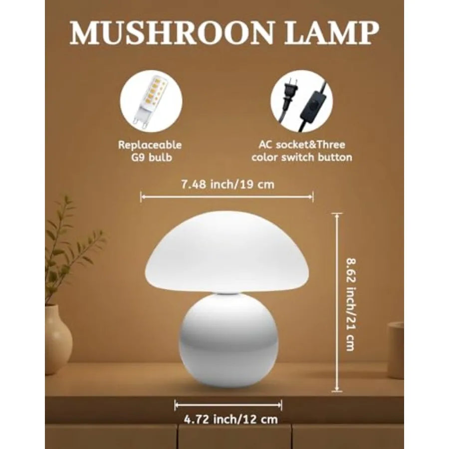 Mushroom Lamp Table Lamp for Bedroom, Desk Bedside Small Lamps for Living Room Night Stands, Mushroom Decor Cute Mini Modern Mi