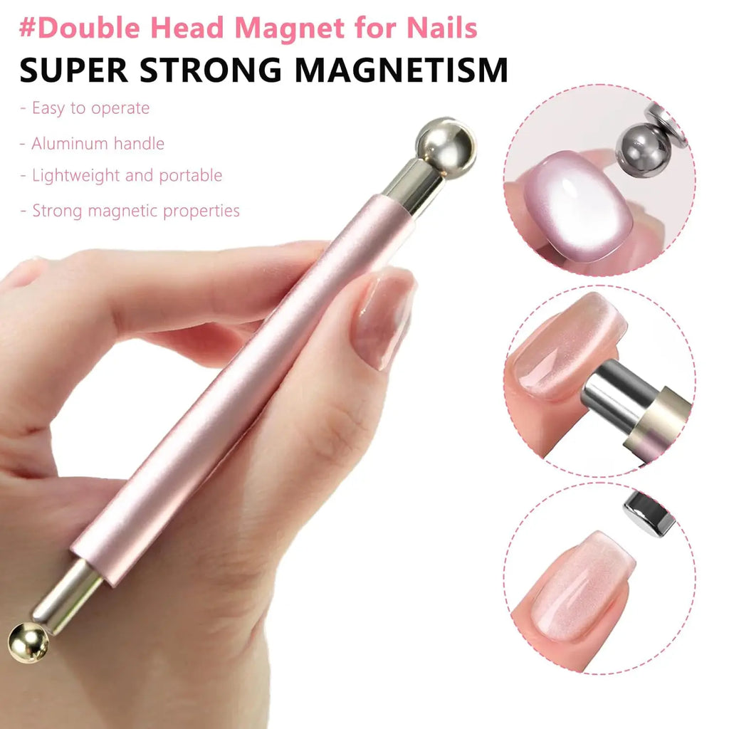 17Pcs Nail Art Nail Magnetic Stick Set Cat Eye Magnetic Ball Aluminum Handle Cylindrical UV Gel Magnet Tools Nail Design Tools