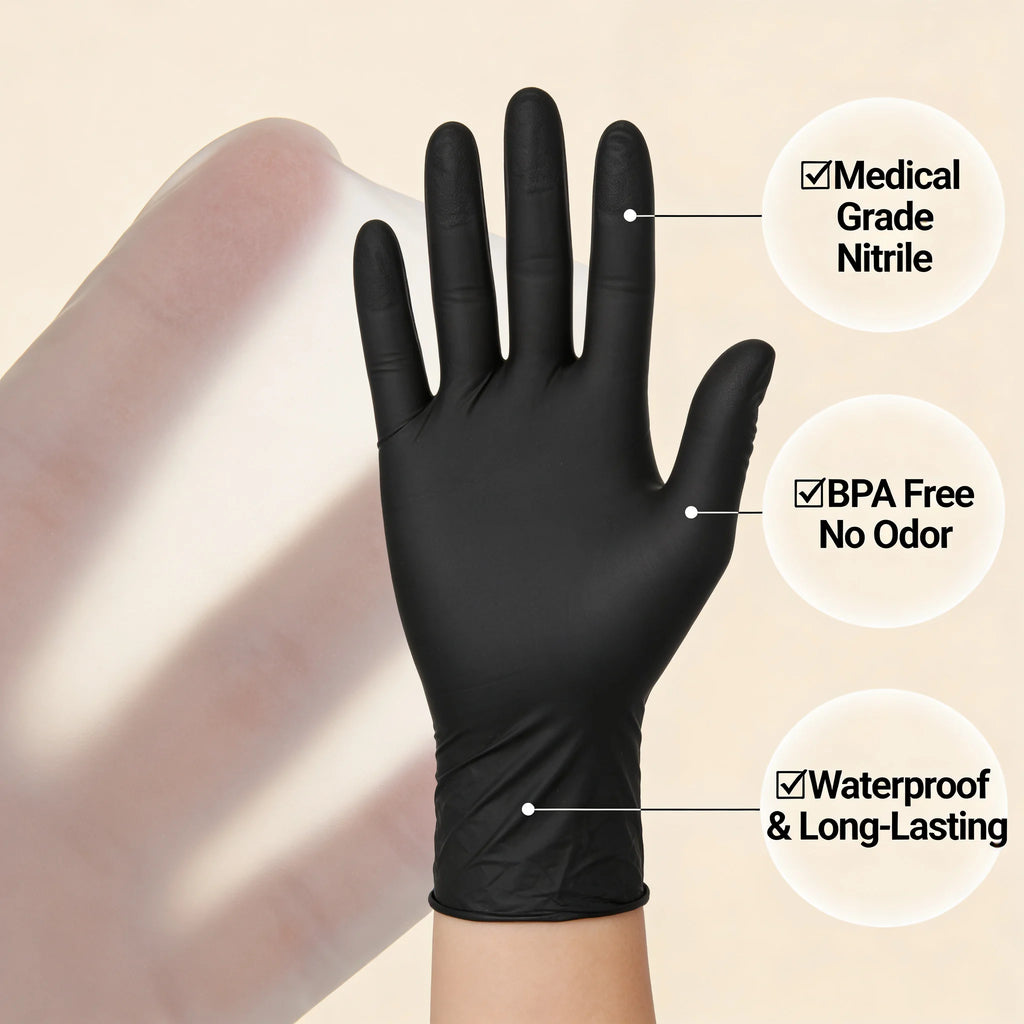 100 PCS Black Nitrile Gloves Thickened Disposable Gloves for Cleaning Hairdressing  Waterproof Dishwashing Tattoo Gloves