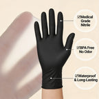 100 PCS Black Nitrile Gloves Thickened Disposable Gloves for Cleaning Hairdressing  Waterproof Dishwashing Tattoo Gloves