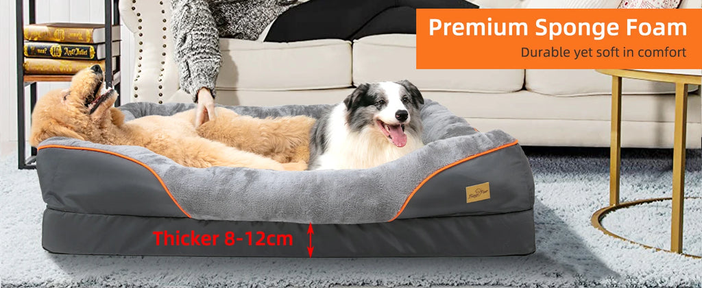 Jumbo Large Orthopedic Dog Bed Memory Foam Pet Sofa Couch Waterproof Elevated Cushion Warm Puppy Bolster Couch Removable Cover