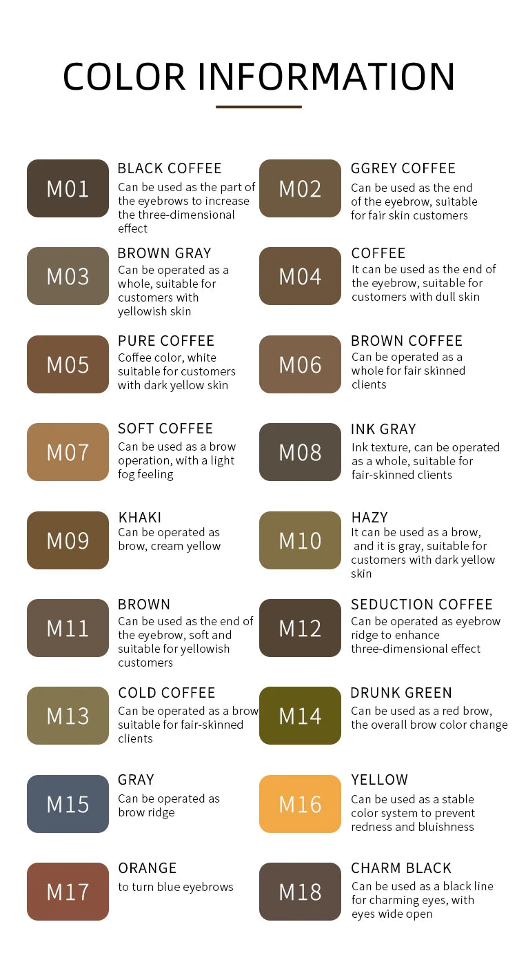 Dark Eyebrow Tattoo Ink for Semi Permanent Makeup Professional Vegan Microblading Pigment Inks Beauty Health PMU Tattoo Supplies