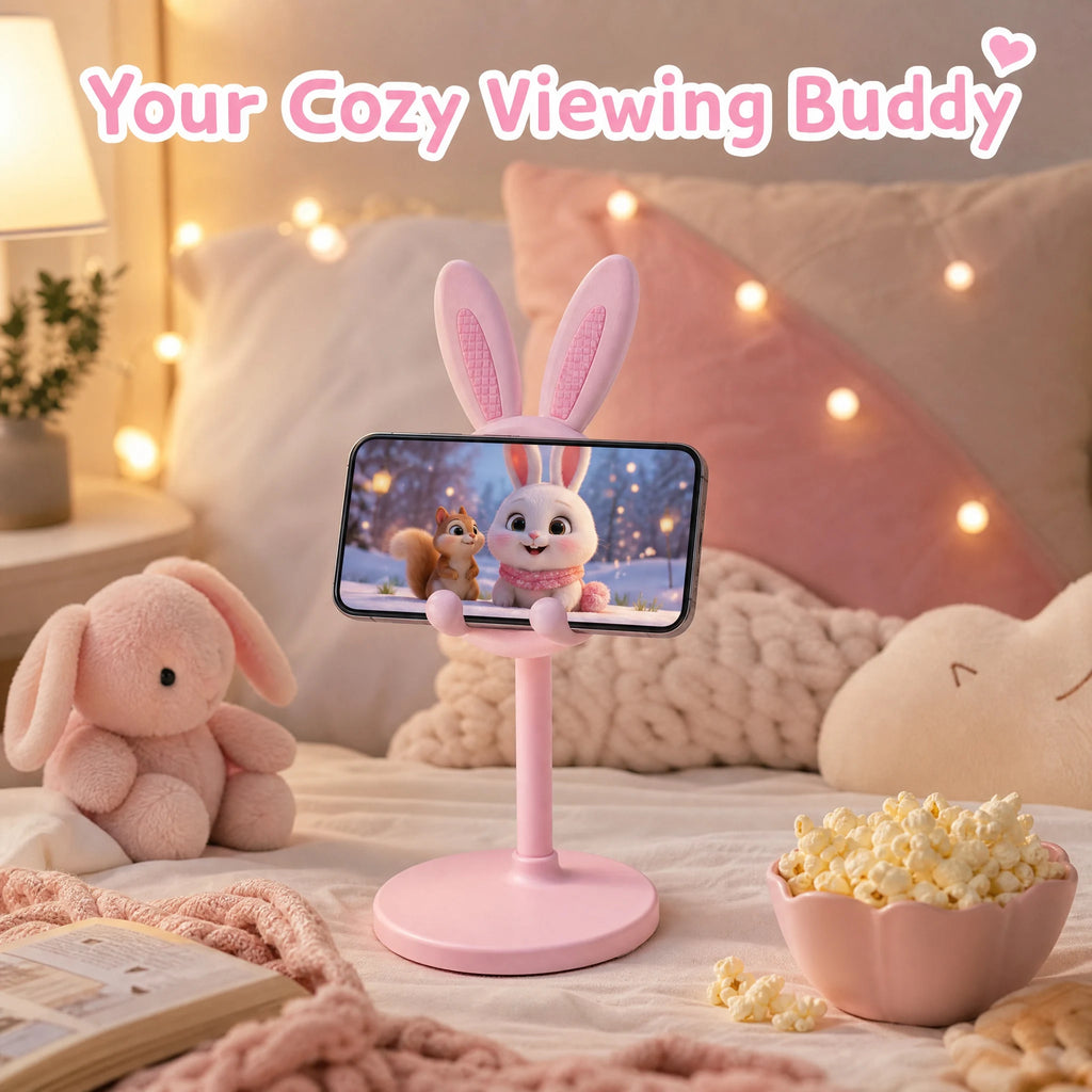 Rabbit Phone Stand – Plastic, Hands-Free, Universal for Phones & Tablets, Room Decor