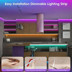 100FT Bluetooth LED Strip Lights, RGB Color Changing Led Strip Lighting with 24-Key Remote and  APP Control, Music Sync Lights