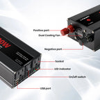 Car Power Inverter 1500W 2000W 2600W 6000W DC 12V To AC 120V Transformer with Dual Socket Charge,2×3.1A USB Port.