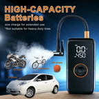 Portable Tire Inflator Air Compressor, 150 PSI Cordless 6000mAh Dual Power, 24L/Min Fast Inflation with Auto Shut-Off, LED Light, 4 Presets for Car/Bike/Motorcycle/Balls (12V DC Car Plug Included)