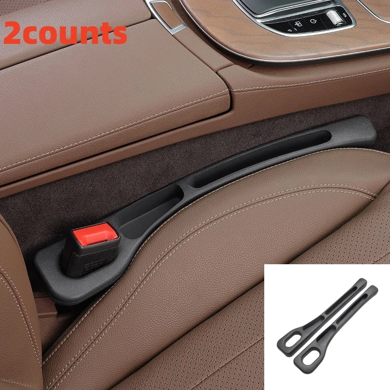 2PCS Car Seat Gap Filler, PU Waterproof Organizer with Storage Grooves, Auto Interior Accessories for Phone & Keys
