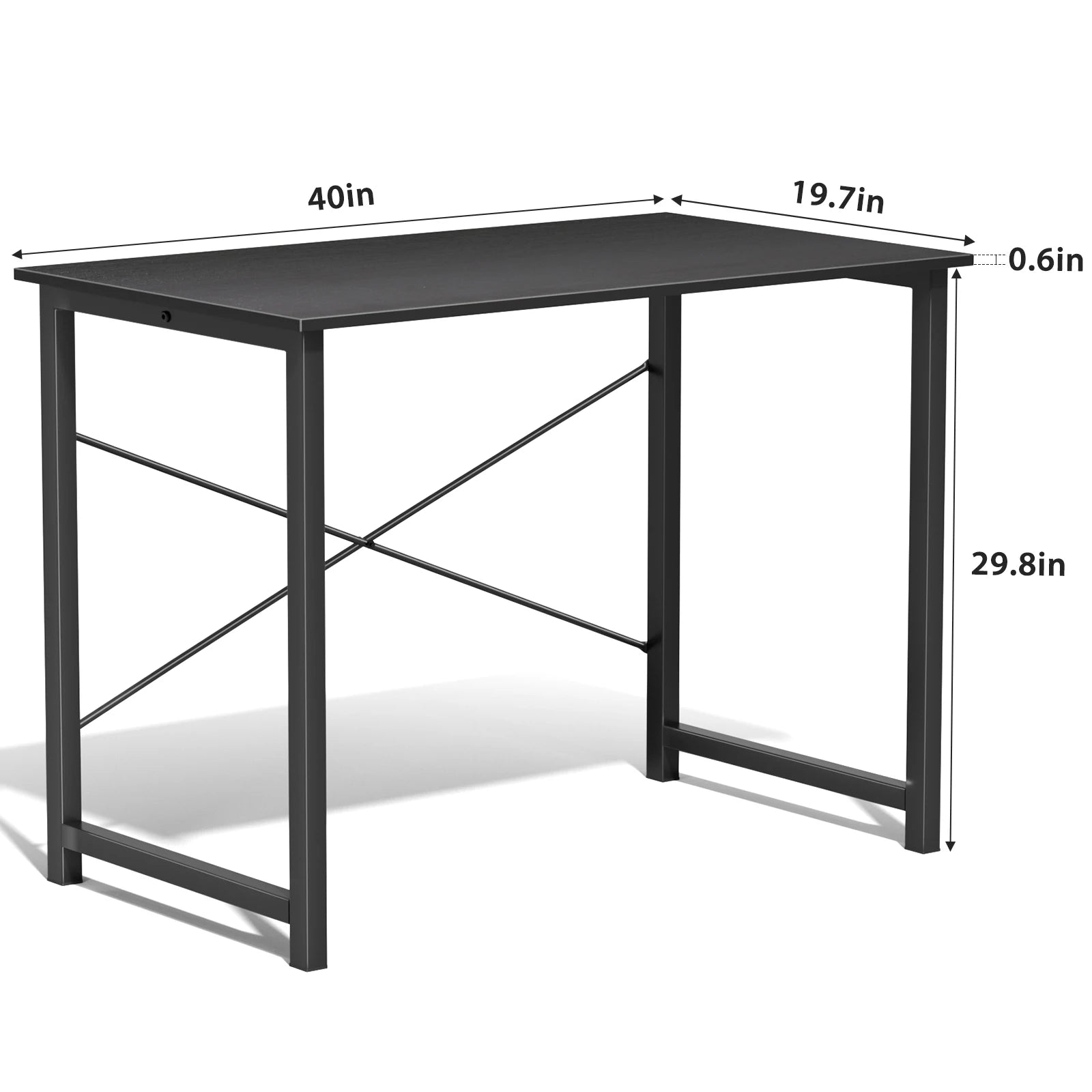 JHK Computer Office Desk Writing Study Office Gaming Table Modern Simple Style Compact Metal Frame Wood Tabletop Easy Assembly