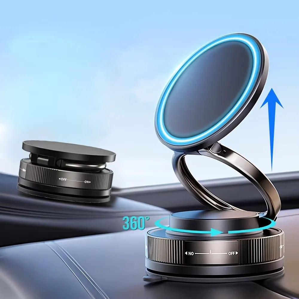Magnetic Suction Cup Phone Mount for Magsafe 360° Adjustable Magnetic Car Phone Holder Pocket Size Foldable Car Mount