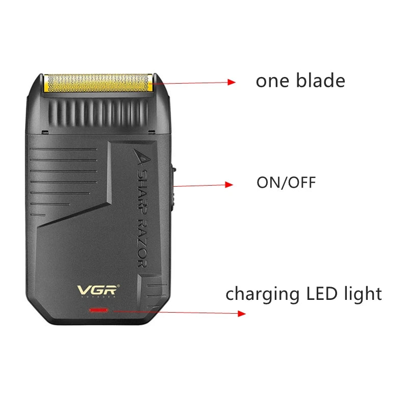 VGR Single Blade Shaver Electric Razor Shaving Machine Rechargeable Beard Trimmer Rechargeable Foil Shaver For Men V-375