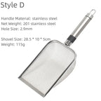 Pet Cat Waste Shovel Long Handle Stainless Steel Metal Shovel Litter Filter Garbage Sand Scoop Pet Cleaning Tool Cat Supplies