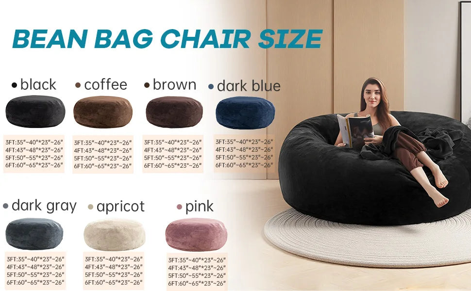 100CM×100CM×60CM, adult beanbag chair with padded beanbag inside, memory foam chair, soft flannel washable cover, ideal reading seat for bedrooms and dorms.
