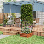 Galvanised Raised Garden Bed with Tomato Cage, Open Bottom, Brown