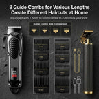 Professional 3-in-1 Electric Hair Clipper Set with LED Display, USB Rechargeable Cordless Trimmer for Men, Beard & Head Shaver Kit with Multiple Guide Combs