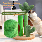 Cactus Cat Scratcher Cat Scratching Post Cactus Cat Scratcher Featuring with 3 Scratching Poles and Interactive Dangling Ball