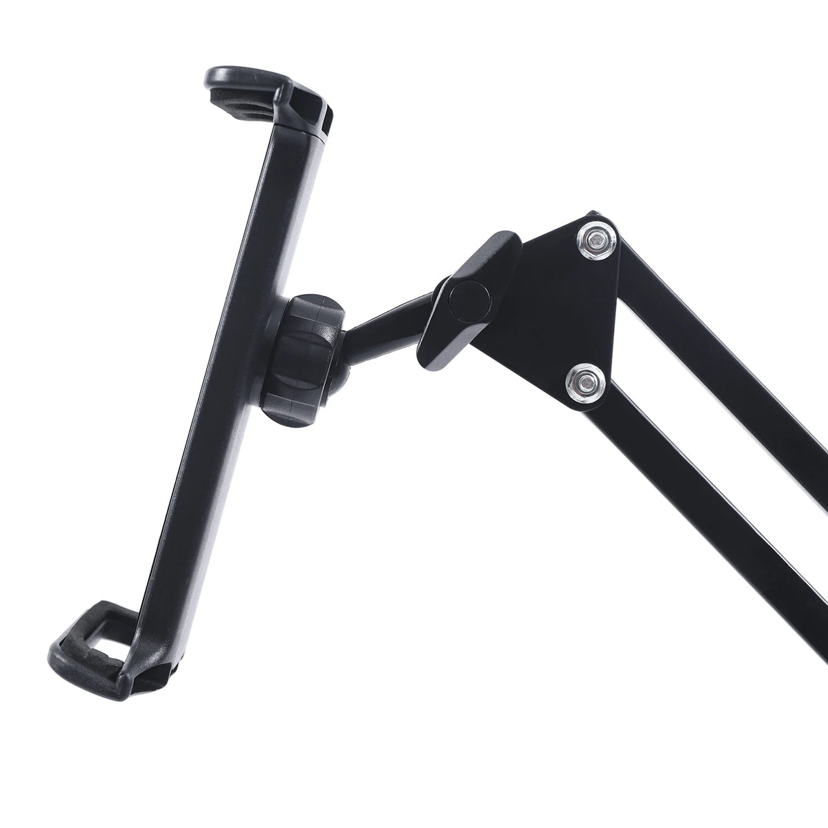 Tablet Floor Stand, 360° Swivel Adjustable Height & Angle, Heavy Duty Carbon Steel, Non-Slip Base, Portable & Foldable, Universal Holder for 12-18cm Phones & Tablets, for Home Office Kitchen Gym Bedroom, Easy Assembly