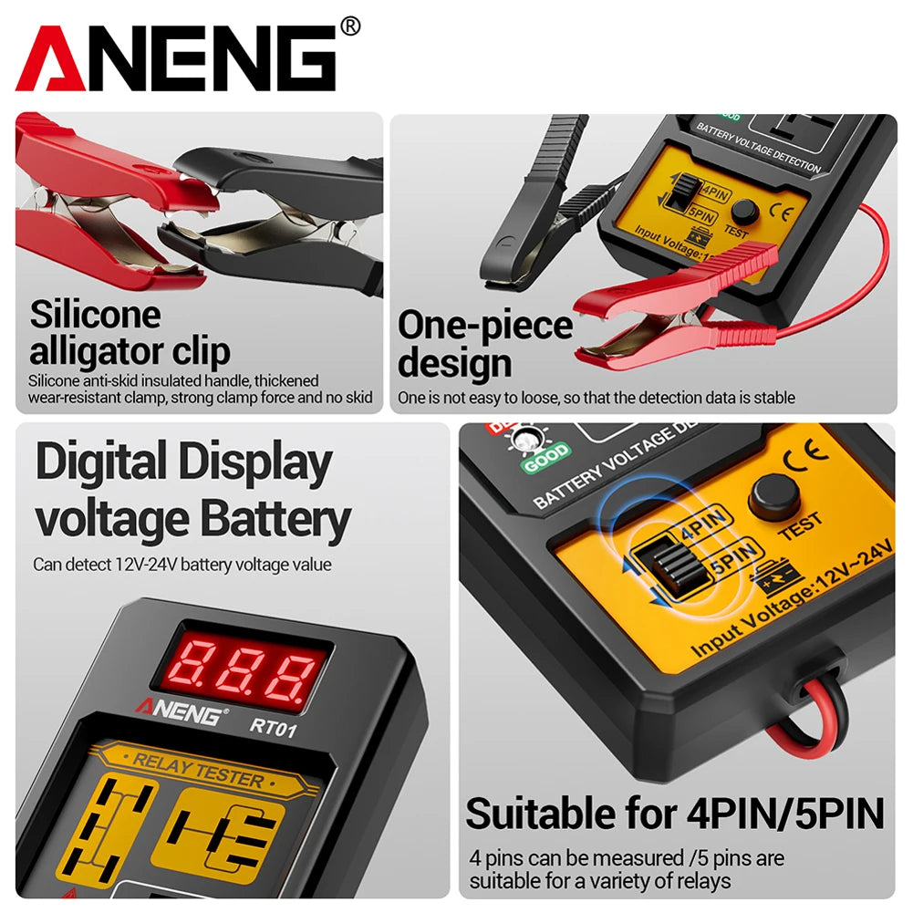 Car Relay Tester ANENG RT01 Universal 12-24V Automotive Car Battery Voltage Tester Check LED Indicator Light Relay Diagnostic