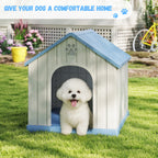 Small Basic Plastic Dog House, Weatherproof Indoor Outdoor Pet Shelter for Small Dogs