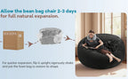 100CM×100CM×60CM, adult beanbag chair with padded beanbag inside, memory foam chair, soft flannel washable cover, ideal reading seat for bedrooms and dorms.