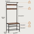 JHK 4-in-1 Coat Rack with Shoe Bench Entryway Bench with Shoe Storage Hooks Mudroom Storage Organizer with Shelves For Home
