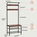 JHK 4-in-1 Coat Rack with Shoe Bench Entryway Bench with Shoe Storage Hooks Mudroom Storage Organizer with Shelves For Home