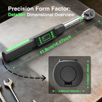 TaskStar 3/8-inch Digital Torque Wrench with 1/4"&1/2" Adapter, Bidirectional Ratchet Head, ±2% Accuracy Electronic Torque Wrench(0-162ft-lbs/0-220N.m), Handheld Wrench Kit For Bicycle/Car/Motorcycle Care, 5 Units of Measure