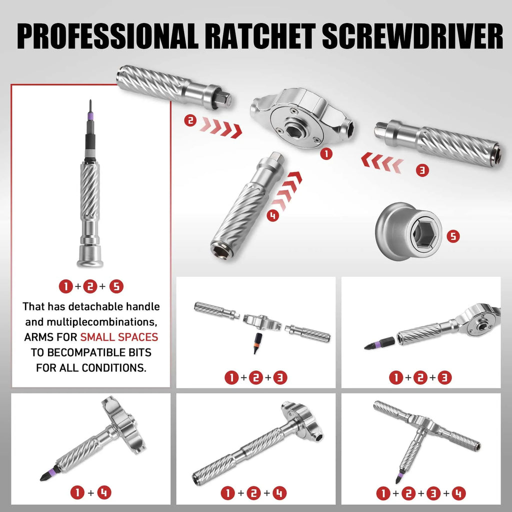 VMAN 66in1 Multifunction Ratchet Screwdriver Set Multi Magnetic Bits Mini Repair Tool Kit Household Tool For PC & Desk Etc.