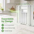 Bamboo Expandable Drawer Organizer for Utensils Holder, Adjustable Silverware Organizer Cutlery Tray, Drawer Dividers for Utensils, Flatware, Knives in Kitchen, Bedroom, Living Room