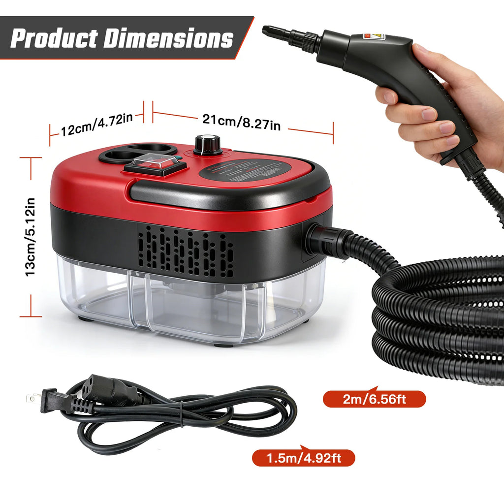Portable Steam Cleaner 2500W 1200ML Handheld Air Conditioner Kitchen Hood High-Temperature 105°C Adjustable 6 Levels 20 Accessories Car Cleaning Machine Home Appliances
