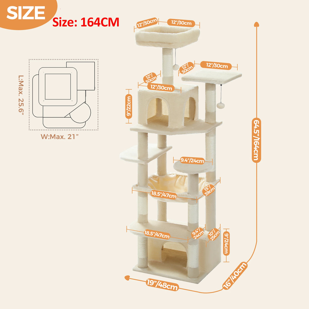 Large Cat Tree and Tower for Indoor Cats With Sisal-Covered Scratching Posts Spacious Hammock Padded Perches and Condos Cat Toys