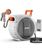 SucceBuy Retractable Garden Hose Reel Wall Mounted Hose Reel Heavy Duty Garden Hose Reel with 9 Patterns Nozzle Swivel Bracket